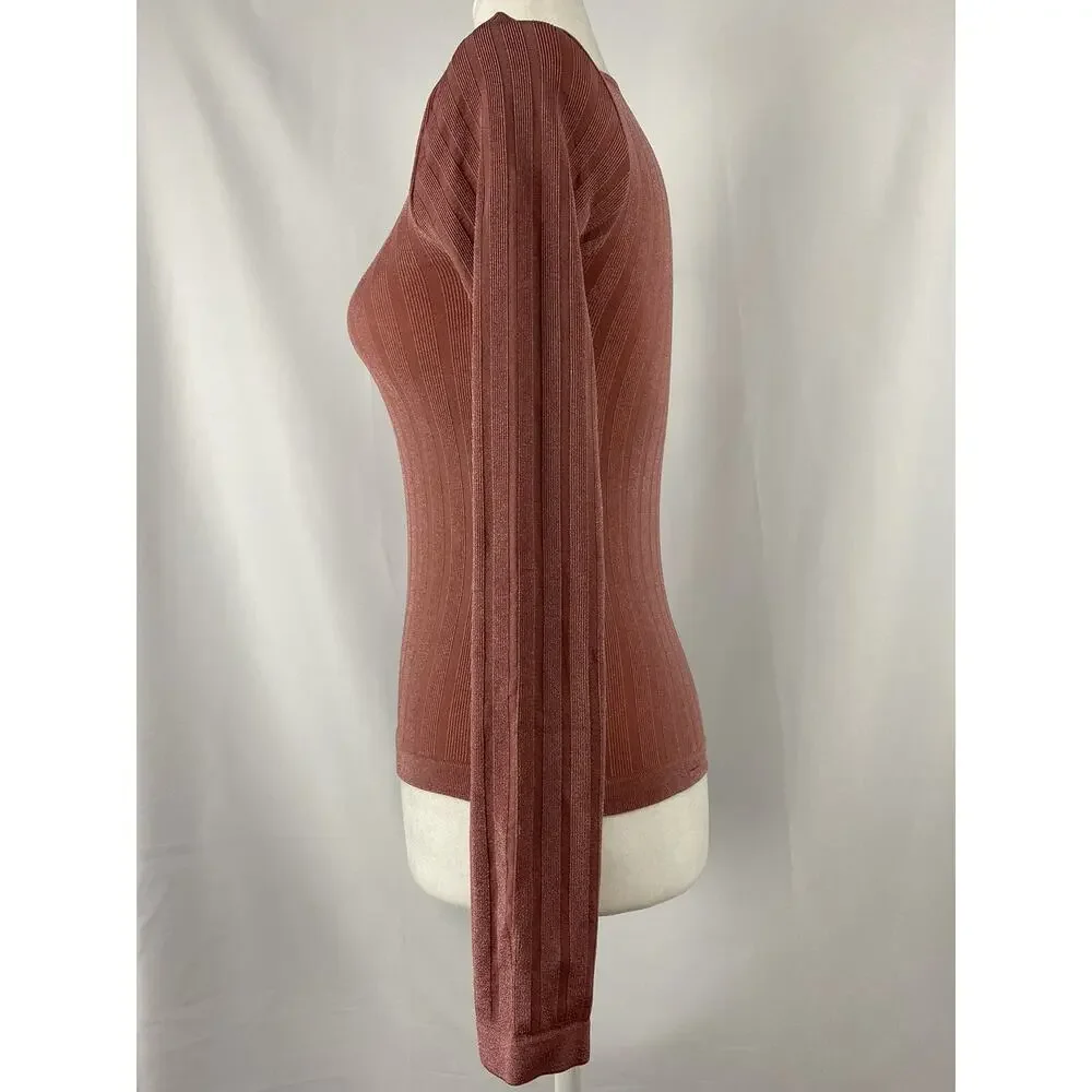 FREE PEOPLE Womens Coral Long Sleeve Scoop Neck Evening Top Size M/L A003380